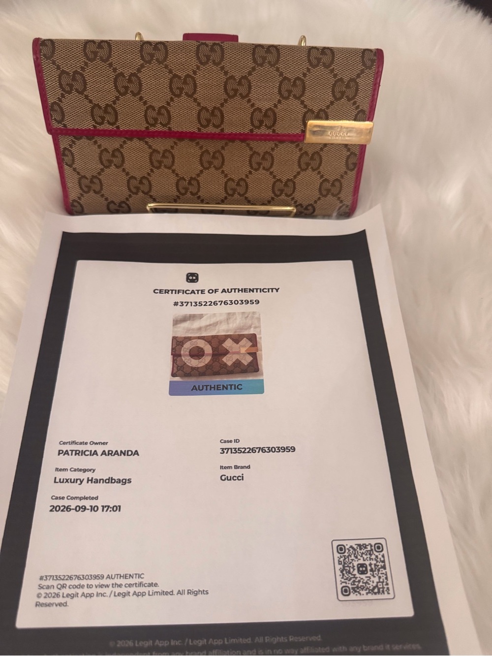 Gucci Long Wallet Brown Canvas with Pink Leather